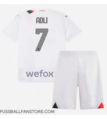 AC Milan Yacine Adli #7 Replik Auswärtstrikot Kinder 2023-24 Kurzarm (+ Kurze Hosen)